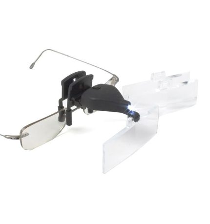 LUPA BINOCULAR CON PINZA 3 LENTES 1,5X-2,5X-3,5X LUZ LED