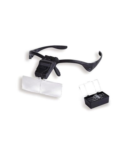 LUPA BINOCULAR CON MONTURA 5 LENTES 1X-1,5X-2X-2,5X-3,5X LUZ LED